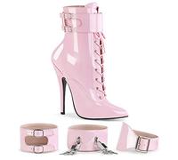 Pleaser Damen DOMINA-1023 High Heels Stiefelette Lack Baby Pink 44 EU