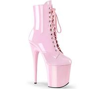 Pleaser Damen FLAMINGO-1020 Plateau High Heels Stiefelette Lack Baby Pink 40 EU