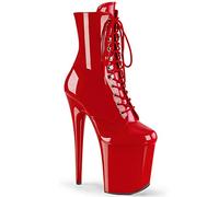 Pleaser Damen FLAMINGO-1020 Plateau High Heels Stiefelette Lack Rot 39 EU