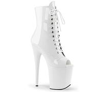 Pleaser Damen Flamingo-1020 Stiefel, Lack Weiß, 38 EU