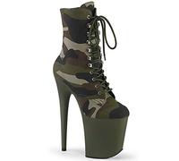 Pleaser Damen FLAMINGO-1020CAMO Plateau High Heels Stiefelette Stoff Camouflage 40 EU