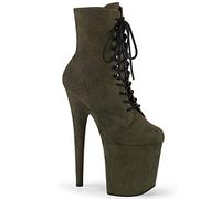 Pleaser Damen FLAMINGO-1020FS Plateau High Heels Stiefelette Velours Smaragdgrün 38 EU