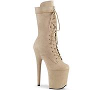 Pleaser Damen FLAMINGO-1050FS Plateau High Heels Stiefelette Velours Beige 37 EU
