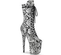 Pleaser Damen FLAMINGO-1050SP Plateau High Heels Stiefelette Schwarz/Weiß 39 EU