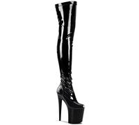 Pleaser Flamingo-3000 Stiefel, klassisch, Damen, Schwarz - Schwarz Blk STR Pat Blk - Größe: 37 EU