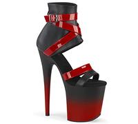 Pleaser Damen FLAMINGO-800-15 Plateau High Heels Sandalette Lederimitat Schwarz/Rot 36 EU