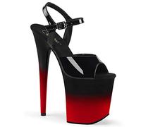 Pleaser Damen FLAMINGO-809BR-H Plateau High Heels Sandalette Lack Schwarz/Rot 39 EU