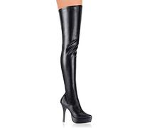 Pleaser Damen Indulge-3000 Plateau-Stiefel, schwarzes PU (Stretch), 41 EU
