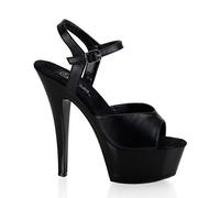 Pleaser Damen KISS-209/B/LE Plateau-Sandalen, schwarzes Leder, 41 EU