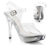 Pleaser Damen Plateau Sandalen Elegant 408, Transparent (Clr/Slv Chrome), Gr. 37 (UK 4)