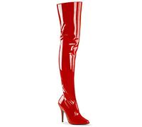 Pleaser Damen Seduce-3010 Oberschenkelhohe Stiefel, Rot (rotes Leder), 47 EU