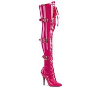 Pleaser Damen SEDUCE-3028 High Heels Overknee Stiefel Lack Hot Pink 40 EU