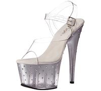 Pleaser STARDUST-708T Damen Sandale Transparent Silber EU 38