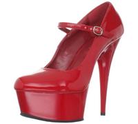 Pleaser Del687/b/m, Damen Pumps & Heels mit Blockabsatz, Rot,42 EU