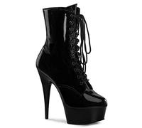 Pleaser Delight-1020, Damen Ungefüttert Classics Kurzschaft Stiefel & Stiefeletten, Schwarz (Schwarz (Blk Pat/Blk)), 37 EU
