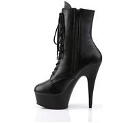 Pleaser Delight-1020, Damen Ungefüttert Classics Kurzschaft Stiefel & Stiefeletten, Schwarz (Schwarz (Blk Faux Leather/Blk Matte)), 36 EU