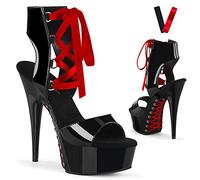 Pleaser DELIGHT-600-14FH Damen Plateau Sandalette, Lack Schwarz, EU 35 (US 5)