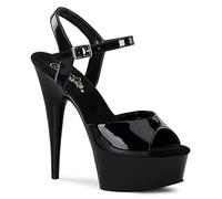 Pleaser DELIGHT-609 Damen Sandalen, Schwarz (Blk pat/blk), EU 43 (UK 10) (US 13)