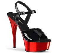 Pleaser Delight-609 Sandalen mit Plattform für Mädchen, 0, Schwarz und Chrom Rot, 40 EU