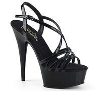 Pleaser DELIGHT-613 Damen Plateau Sandalette, Lack Schwarz, EU 45 (US 14)