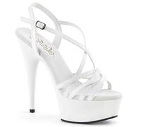 Pleaser DELIGHT-613 Damen Plateau Sandalette, Lack Weiß, EU 40 (US 10)