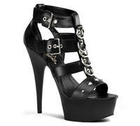 Pleaser DELIGHT-658, Damen Plateau Sandalen, Schwarz (Schwarz (Blk Faux Leather/Blk)), 44 EU (11 Damen UK)