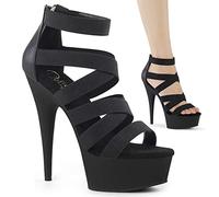 Pleaser DELIGHT-659 Damen Plateau High Heels, Lederimitat Schwarz, EU 45 (US 14)