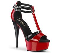 Pleaser Delight-663 Damen-Sandalen mit Plateausohle, Rot (Rot-Schwarz Patent/Rot-Schwarz), 42 EU