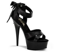 Pleaser DELIGHT-668, Damen Plateau Sandalen, Schwarz (Schwarz (Blk Satin/Blk)), 44 EU (11 Damen UK)
