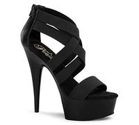 Pleaser DELIGHT-669, Damen Plateau Sandalen, Schwarz (Schwarz (Blk Elasticated Band/Blk)), 41 EU (8 Damen UK)