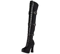 Pleaser ELECTRA-3028, Damen Over-Knee Stiefel, Blk Str Faux Leather/Blk Matte, 40