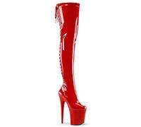 Pleaser FLAMINGO-3063 Damen Plateau Overknee Stiefel, Lack Rot, EU 40 (US 10)