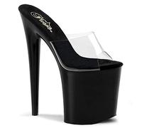 Pleaser FLAMINGO-801 Damen Sandalen, Transparent (Clr/blk), EU 39 (UK 6) (US 9)