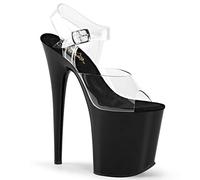 Pleaser Damen FLAMINGO-808 Offene Sandalen, Transparent (CLR/Blk)