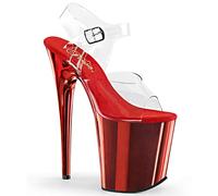 Pleaser FLAMINGO-808, Damen Offene Sandalen, Transparent (CLR/Red Chrome), 42 EU (9 UK)