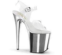 Pleaser FLAMINGO-808, Damen Offene Sandalen, Transparent (CLR/SLV Chrome), 40 EU (7 UK)