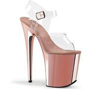 Pleaser FLAMINGO-808 Damen Plateau Sandalen, Clear/Rose Gold Chrome, Gr.- 42 EU/ Herstellergröße- 12
