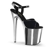 Pleaser FLAMINGO-809, Damen Offene Sandalen, Schwarz (Blk Pat/SLV Chrome), 42 EU (9 UK)