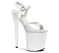 Pleaser FLAMINGO-809, Damen Plateau Sandalen, Weiß (Weiss (Wht Pat/Wht)), 38 EU (5 Damen UK)