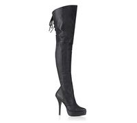 Pleaser INDULGE-3011 Damen Overknee Stiefel, Schweinsleder Schwarz, EU 45 (US 14)