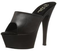 Pleaser KISS-201 Damen Plateau Pantolette, PU Schwarz, EU 36 (US 6)