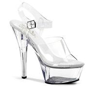 Pleaser KISS-208 Plateausandaletten silber, Größe:EU-38 / US-8 / UK-5