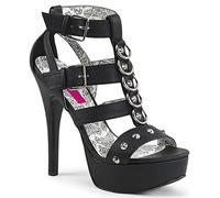 Pleaser Pink Label Damen Teeze-42W Offene Sandalen, Mehrfarbig(Blk Faux Leather), 44 EU (11 UK)