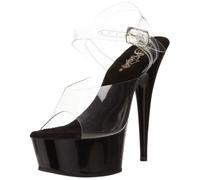 Pleaser PLEASER DELIGHT-608, Damen Plateau Sandalen, Transparent (transparent (Clr/Blk)), 40 EU
