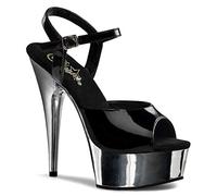 Pleaser PLEASER DELIGHT-609, Damen Plateau Sandalen, Schwarz (Schwarz (Blk/Slv Chrome)), 36 EU