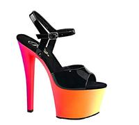 Pleaser RAINBOW-309UV, Damen Plateau Sandalen, Mehrfarbig (Mehrfarbig (Blk Pat/Neon Multi)), 42 EU (9 Damen UK)