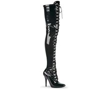 Pleaser Seduce-3024, Damen Ungefüttert Classics Langschaft Stiefel & Stiefeletten, Schwarz (Schwarz (Blk Str Pat)), 36 EU (3 UK)