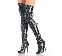 Pleaser SEDUCE-3028, Damen Over-Knee Stiefel, Schwarz (Schwarz (Blk Str Pat)), 38 EU (5 Damen UK)