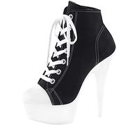 Pleaser Women DELIGHT-600SK-02/BCA/NW Boots, Black Canvas Neon White, 41 EU