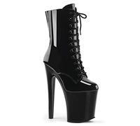 PLEASER XTREME-1020, Damen Halbschaft Stiefel, Schwarz (Schwarz (Blk Pat/Blk)), 44 EU (11 Damen UK)